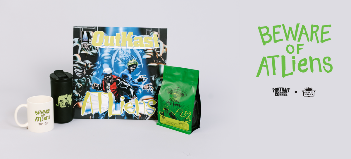 Beware of ATLiens — portrait.mom × OutKast launch banner, desktop