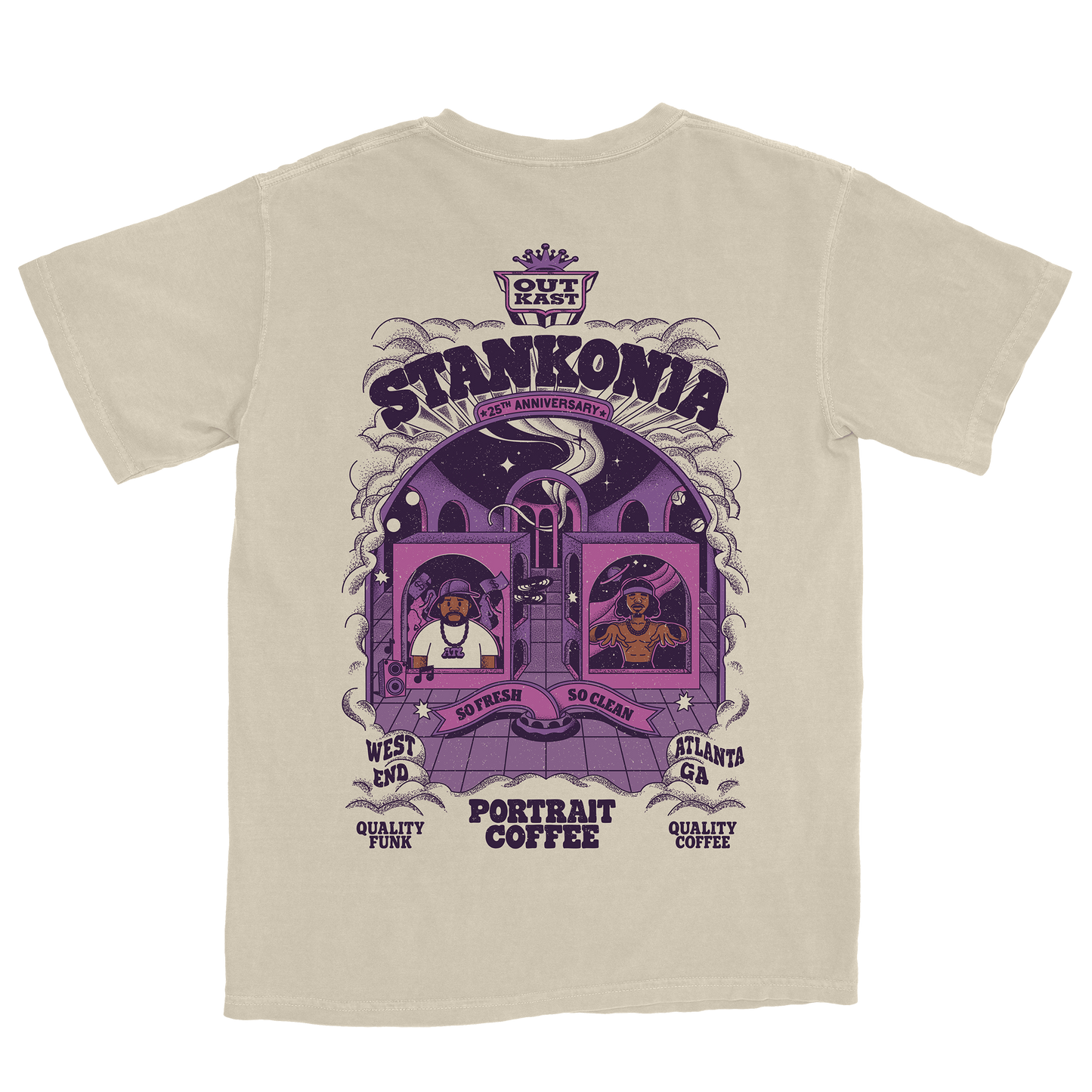 Stankonia 25th Anniversary T-Shirt back design, Outkast x portrait.mom limited edition