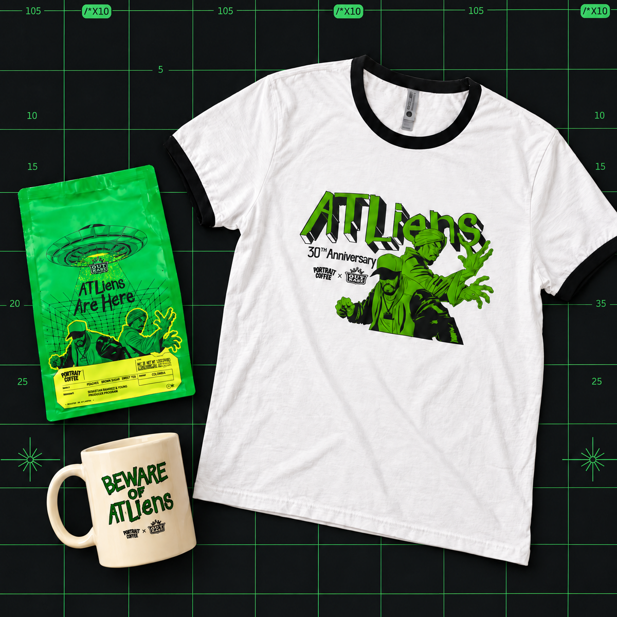 ATLiens Grammy Set: coffee, ringer tee, and mug