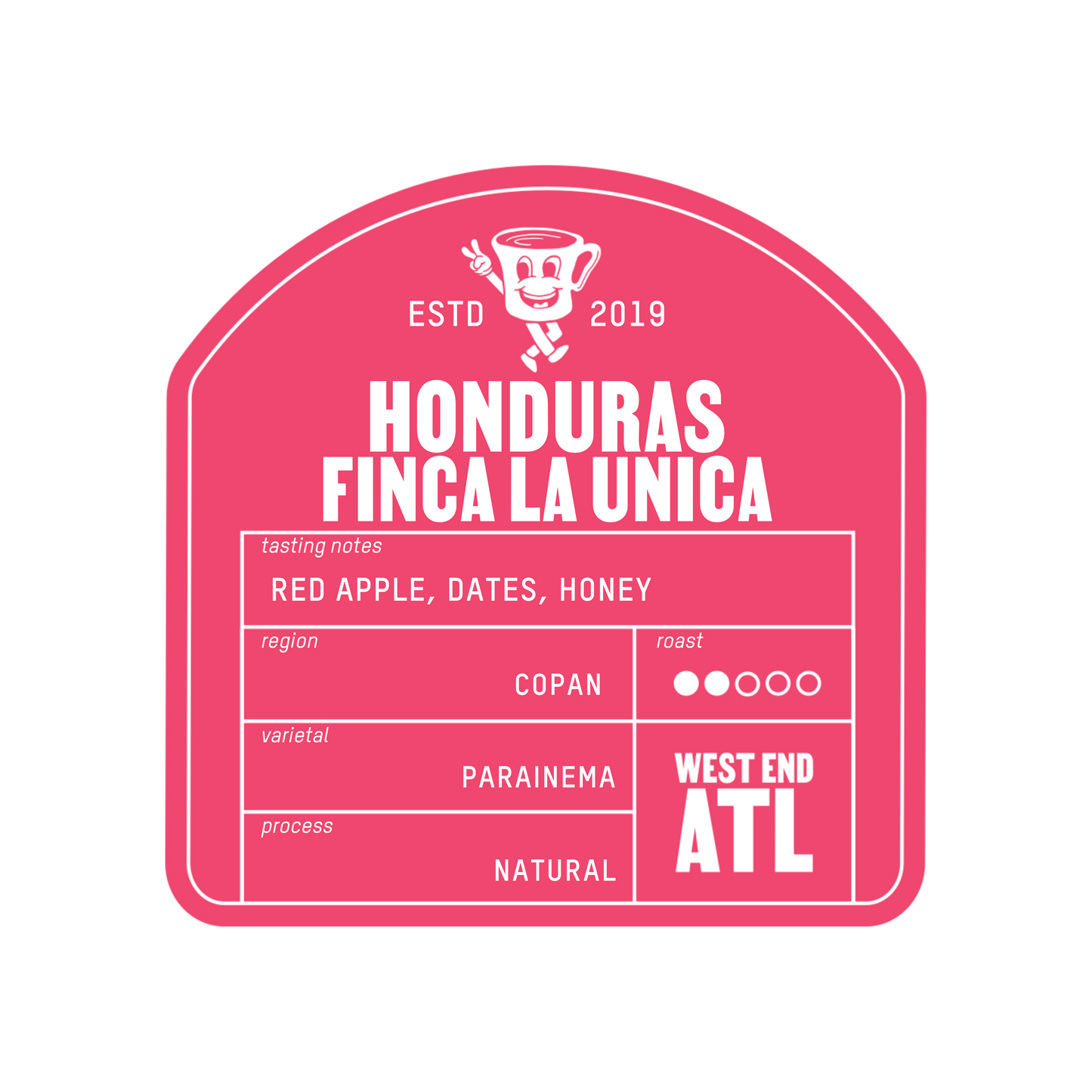 Honduras Finca La Unica label, portrait.mom natural-processed single origin from Copan
