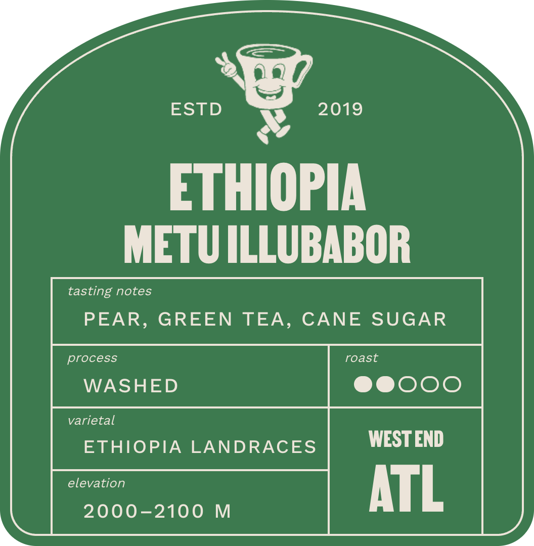 Ethiopia Metu Illubabor coffee label by portrait.mom, Atlanta