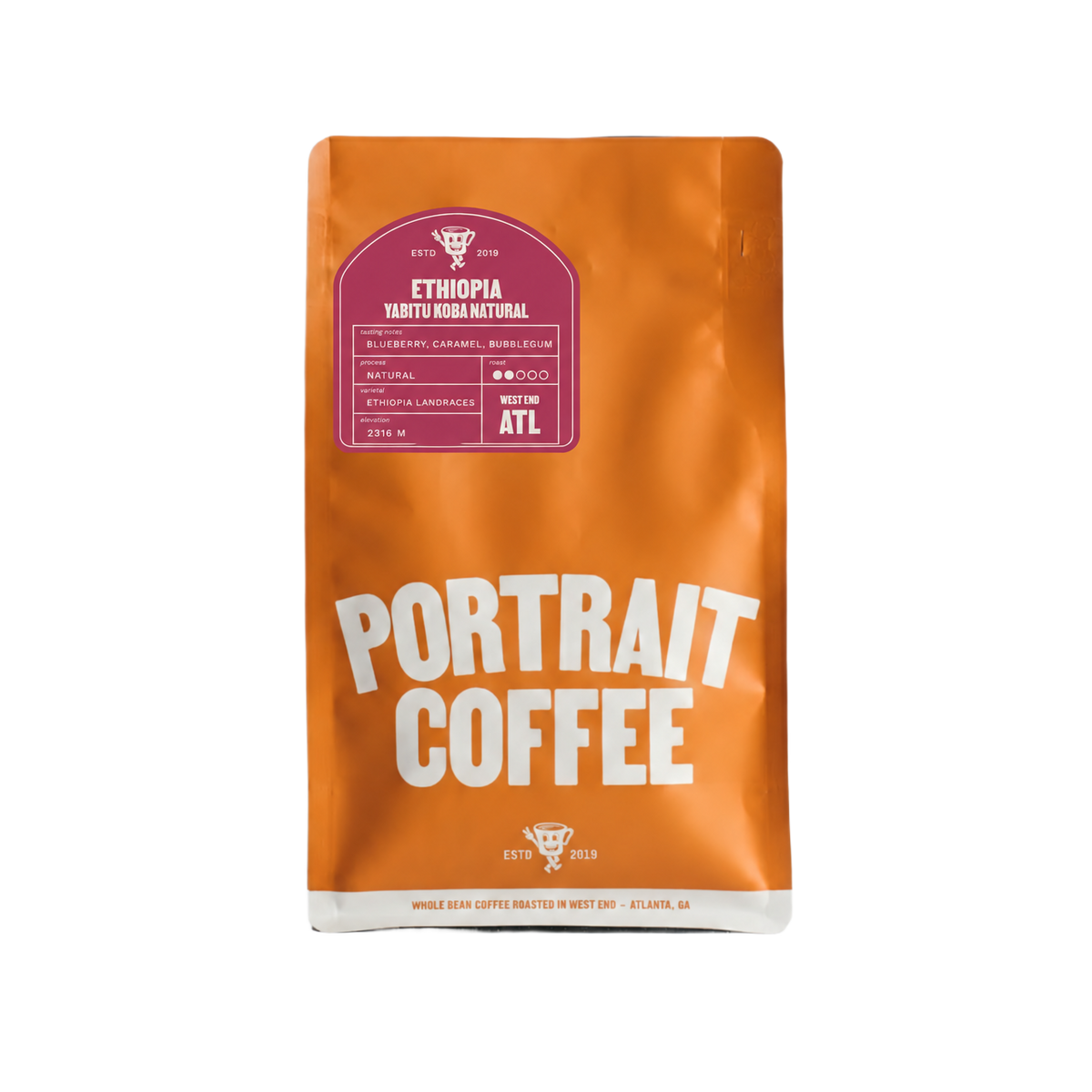 Ethiopia Yabitu Koba Natural single origin coffee bag, 310 g, portrait.mom Atlanta