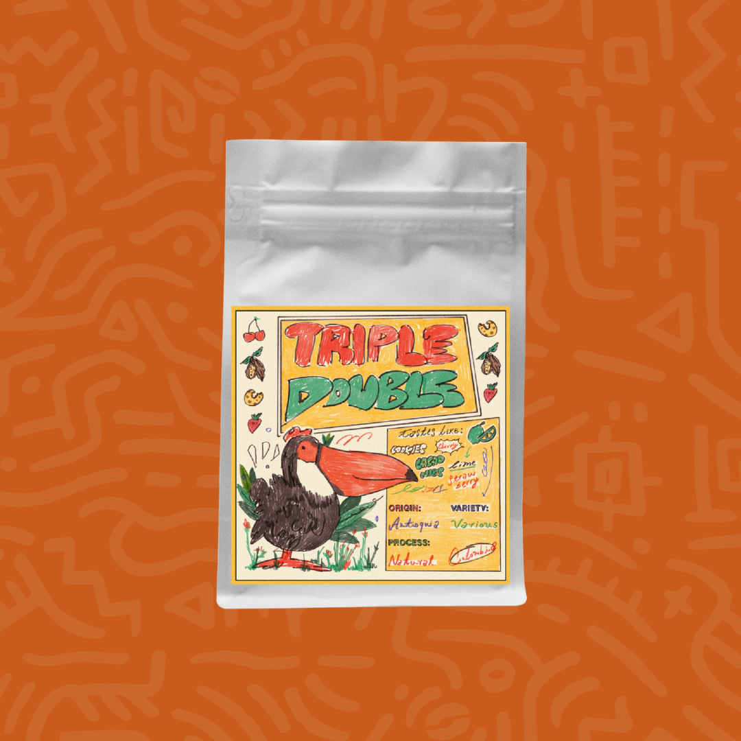 Triple Double coffee bag by portrait.mom, Colombia single origin natural process